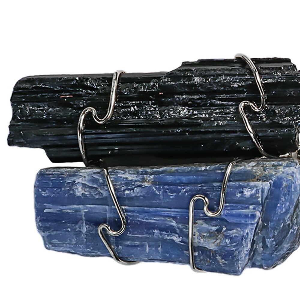 Kyanite and Tourmaline Wire Wrapped Necklace